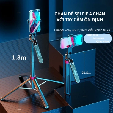 Gậy Chụp Ảnh 4 Chân P185 Xoay 360° Bluetooth - Tripod Livestream Chắc Chắn, Giá 279k 8