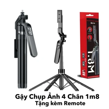 Gậy chụp ảnh 4 chân Selfie A14 1.8m tay cành xoay 360 Bluetooth 30cm video 259k 6