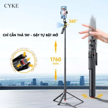 Gậy Chụp Ảnh AI CYKE TT07 1M76 - Nhận Diện Chuyển Động, Giá Chỉ 579.000₫