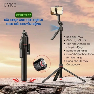 Gậy Chụp Ảnh AI CYKE TT07 1M76 - Nhận Diện Chuyển Động, Giá Chỉ 579.000₫ 2 Gậy Chụp Ảnh AI CYKE TT07 1M76 - Nhận Diện Chuyển Động, Giá Chỉ 579.000₫ 2