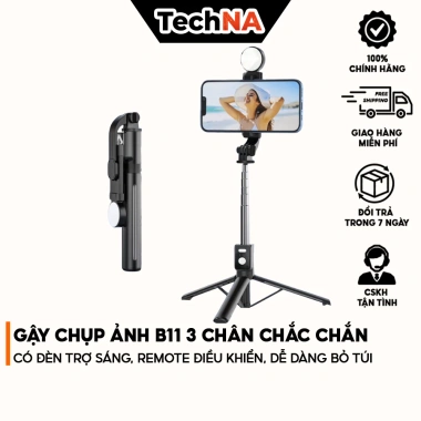 Gậy Chụp Ảnh B11 3 Chân Chắc Chắn, Đèn Trợ Sáng, Remote, Gọn Nhỏ Bỏ Túi, Giá 145k