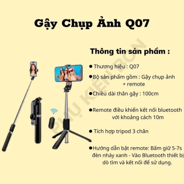 Gậy Chụp Ảnh Cao 1m Giá Đỡ 3 Chân Xoay 360 Kèm Remote Bluetooth Siêu Tiện Lợi 2