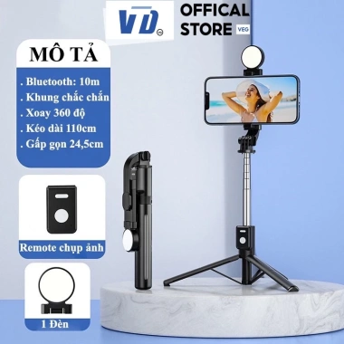 Gậy Chụp Ảnh Cao Cấp B11S 3 Chân + Tripod, Đèn LED, Remote - 104.999 VND