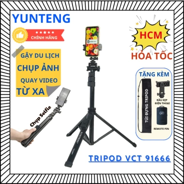Gậy chụp ảnh điện thoại Yunteng VCT-91.666 - Tripod 1.6m 3 chân Bluetooth remote chụp xa
