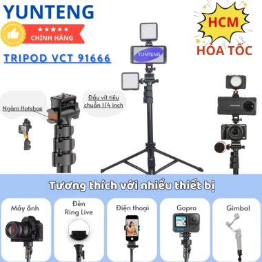 Gậy chụp ảnh điện thoại Yunteng VCT-91.666 - Tripod 1.6m 3 chân Bluetooth remote chụp xa