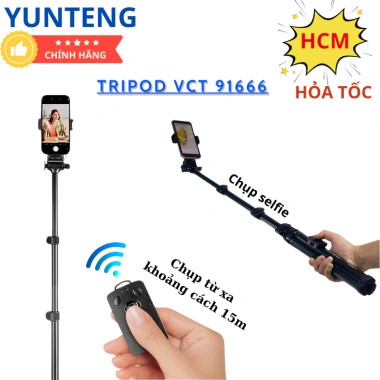 Gậy chụp ảnh điện thoại Yunteng VCT-91.666 - Tripod 1.6m 3 chân Bluetooth remote chụp xa 8 Gậy chụp ảnh điện thoại Yunteng VCT-91.666 - Tripod 1.6m 3 chân Bluetooth remote chụp xa 8