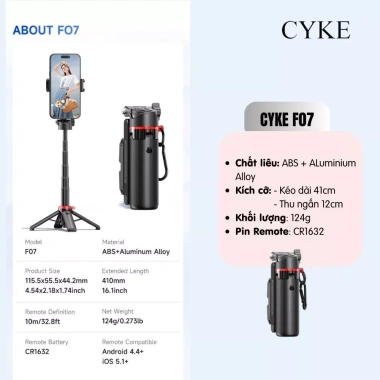 Gậy Chụp Ảnh Mini CYKE F07 4 Chân Quadrapod Đa Năng Bluetooth Zoom Giá 179k 9