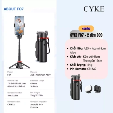 Gậy Chụp Ảnh Mini CYKE F07 4 Chân Quadrapod Đa Năng Bluetooth Zoom Giá 179k 10