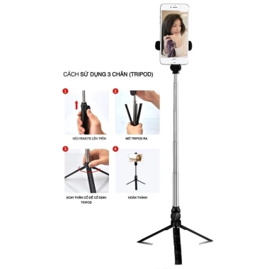 Gậy Chụp Ảnh Selfie 3 Chân L170cm - Điều Khiển Từ Xa, Quay Livestream, Gập Gọn, Giá 63.250₫ 2