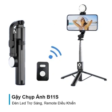 Gậy Chụp Ảnh Selfie B11 3 Chân Đèn LED Trợ Sáng, Điều Khiển Từ Xa Giá 100k