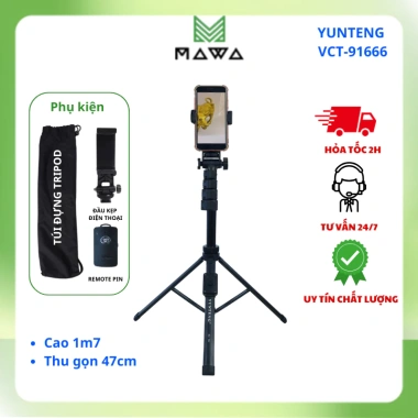 Gậy Chụp Ảnh Yunteng VCT 91.666 3 Chân, Quay Video Selfie, Remote Pin Từ Xa - 309k