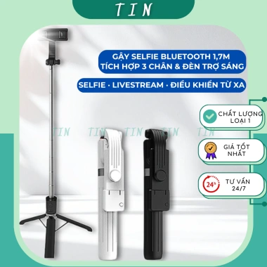 Gậy Chụp Cầm Tay Bluetooth Tripod Selfie Ba Chân Đèn Trợ Sáng Livestream TINTECH
