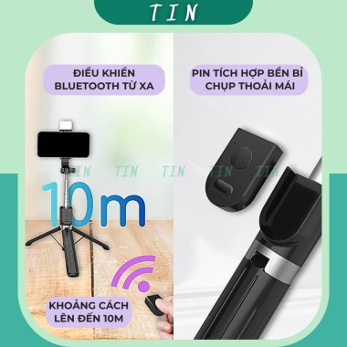 Gậy Chụp Cầm Tay Bluetooth Tripod Selfie Ba Chân Đèn Trợ Sáng Livestream TINTECH 3 Gậy Chụp Cầm Tay Bluetooth Tripod Selfie Ba Chân Đèn Trợ Sáng Livestream TINTECH 3