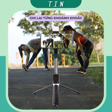 Gậy Chụp Cầm Tay Bluetooth Tripod Selfie Ba Chân Đèn Trợ Sáng Livestream TINTECH