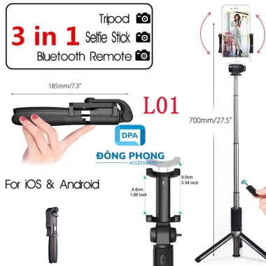 Gậy Chụp Hình 3 Chân Selfie Stick L01 Bluetooth - Giá chỉ 149.000, giảm tới 20%
