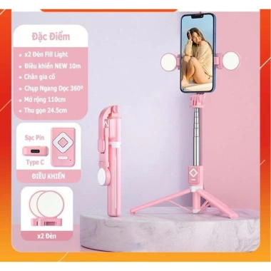 Gậy Chụp Hình Cầm Tay B11S - Tripod 3 Chân, 2 Đèn LED Trắng/Vàng, Remote, Giá 125.890₫