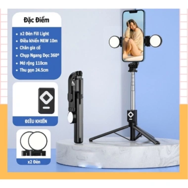 Gậy Chụp Hình Cầm Tay B11S - Tripod 3 Chân, 2 Đèn LED Trắng/Vàng, Remote, Giá 125.890₫