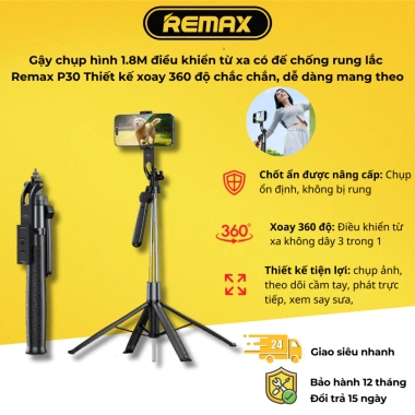 Gậy chụp hình REMAX P16 P17 P30 Điều khiển từ xa, nhỏ gọn, xoay 360°, chỉ 109.000₫ 7