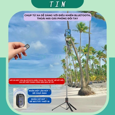 Gậy Chụp Selfie Tripod F16 - Cao 1.7m, Xoay 360 độ, Remote Bluetooth, Livestream Video, Giá 155k (Giảm từ 196.850)