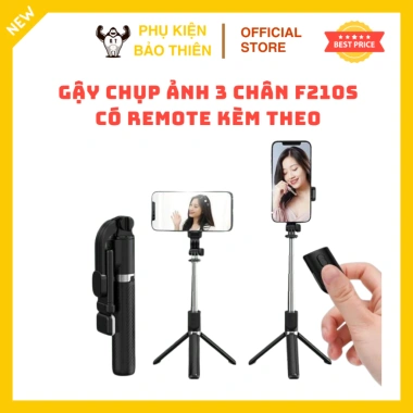 Gậy Chụp Tự Sướng F210s - Đèn LED, 3 Chân Đa Năng, Xoay Ngang/Dọc, Bluetooth, 65.000₫