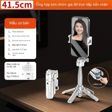 Gậy chụp tự sướng gấp gọn Bluetooth, điều khiển từ xa, kéo dài, chân vững chắc - Giá 167.279 VND