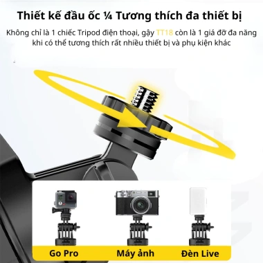 Gậy livestream TT18 4 chân 1.8m Remote Bluetooth 2 nút chụp ảnh cao cấp giảm giá 313k