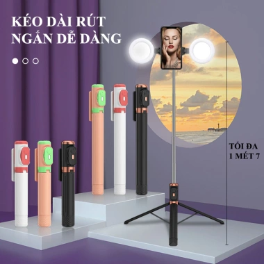 Gậy Quay Phim 3 Chân 170cm Xoay Ngang Dọc, Hỗ Trợ 2 Đèn LED, Remote Điều Khiển, Giá Ưu Đãi 169.800