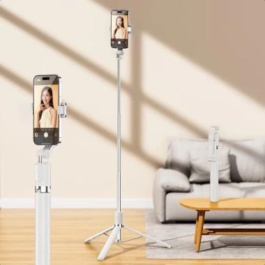 Gậy selfie 1.7m 3 chân quay video livestream, đèn LED, Bluetooth, tripod đa năng 10