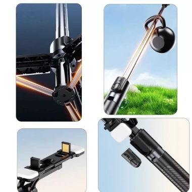 Gậy Selfie 3 Chân 1.75m Điều Khiển Từ Xa, Đèn Trợ Sáng, Tripod Livestream - 135k 9