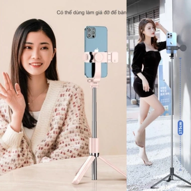 Gậy Selfie 3 chân 1.75m, điều khiển từ xa, tripod livestream - Giá ưu đãi 125k 2