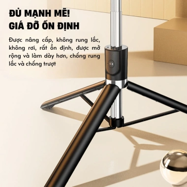 Gậy Selfie 3 Chân 1.7m - Remote, Đèn Trợ Sáng, Chụp Ảnh & Quay Video, Giá 58k