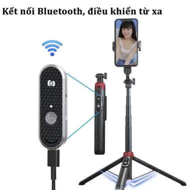 Gậy selfie 3 chân Bluetooth điều khiển từ xa xoay đa góc livestream giá 229k