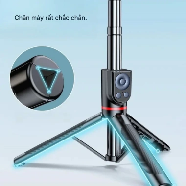 Gậy selfie 3 chân cao xoay 360 độ, đèn LED và remote, giá chỉ 100.000 VND