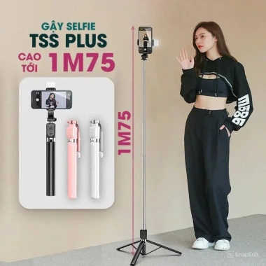 Gậy selfie 3 chân, điều khiển từ xa, đèn LED trợ sáng, xoay 360, livestream, giá 135k