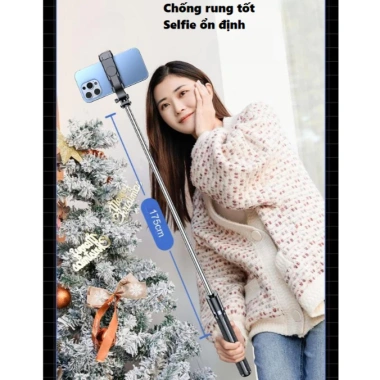 Gậy selfie 3 chân, điều khiển từ xa, đèn LED trợ sáng, xoay 360, livestream, giá 135k