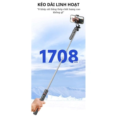 Gậy selfie 3 chân F16 1.7m - Điều khiển xa, đèn trợ sáng, quay livestream, giảm 18% 9