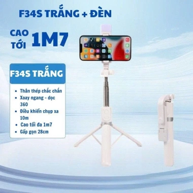 Gậy selfie 3 chân F34/F610 1.7m - Điều khiển từ xa, livestream, quay video, tripod đa năng - 140k 8