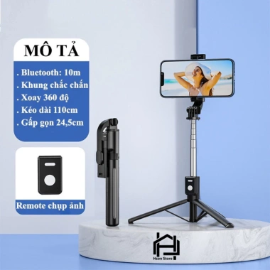 Gậy selfie 3 chân HSON cao cấp, đèn LED trợ sáng, remote điều khiển từ xa - Giá chỉ 95.000đ 10