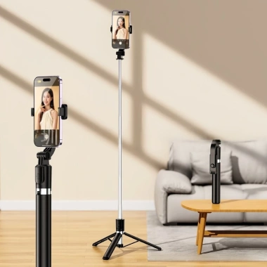 Gậy Selfie 3 chân R1L cao 1.7m, điều khiển từ xa, livestream, chụp ảnh, quay phim - 61.900₫