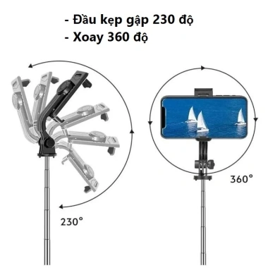 Gậy Selfie 3 chân R1L cao 1.7m, điều khiển từ xa, livestream, chụp ảnh, quay phim - 61.900₫