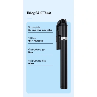 Gậy selfie 3 chân tripod R1-L cao 170cm xoay 360 kèm remote chụp từ xa - Giá ưu đãi 85.000₫ 5