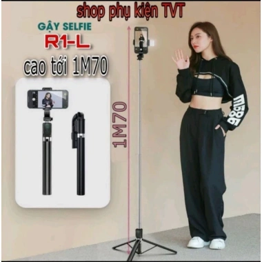 Gậy selfie 3 chân tripod R1-L cao 170cm xoay 360 remote chụp từ xa - Giá 85.000 VND