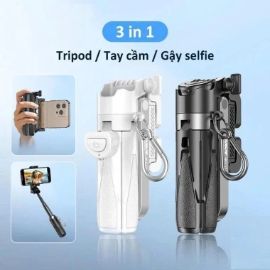 Gậy Selfie 3 trong 1 Tripod Bluetooth + Đèn Trợ Sáng 3 Cấp Độ Quay Vlog & Chụp Ảnh