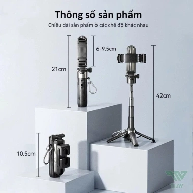 Gậy selfie 3in1 Bluetooth 4 chân kim Tripod 360 chống rung livestream 119.539 VND