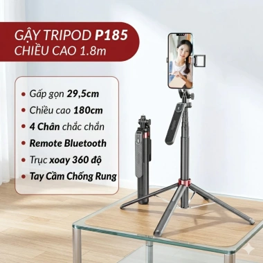 Gậy selfie 4 chân A14 1M8 Remote điều khiển từ xa, đèn trợ sáng, tripod đa năng – Giá 145.000 VND