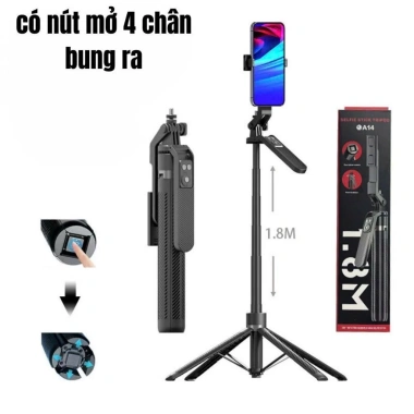 Gậy Selfie 4 Chân A14 HD DESIGN – Remote Điều Khiển, Độ Dài 30‑180cm, Chính Hãng, Giá 60.000₫ 5