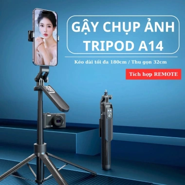 Gậy Selfie 4 Chân A14 + Remote, Độ Dài 30‑180cm, Giá Khuyến Mãi 200k 6