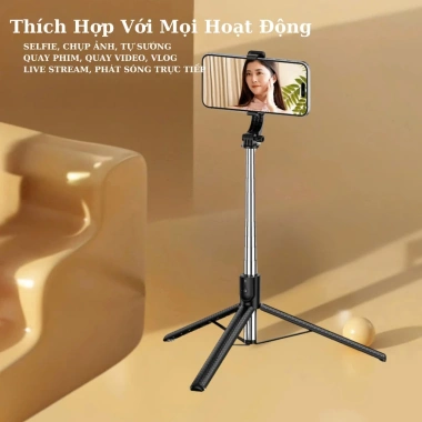 Gậy Selfie Bubzone.office 3 chân PLUS 1.75m - Điều khiển từ xa, đèn trợ sáng, tripod livestream, quay video - Giá chỉ 109k