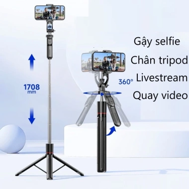 Gậy selfie F16 remote, chân tripod, kẹp điện thoại quay video giá chỉ 145.000₫