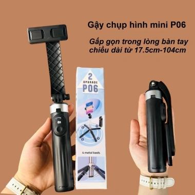 Gậy Selfie Mini P06 104cm Đèn LED Remote 4 Chân Đỡ Nhỏ Gọn Chắc Chắn 161.720₫